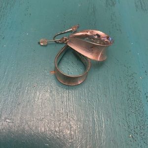 Brushed silver loop earrings